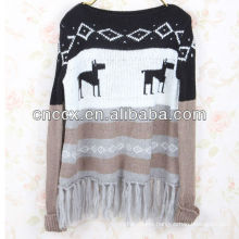 13STC5354 christmas sweater tassels embellished christmas jumper sweater